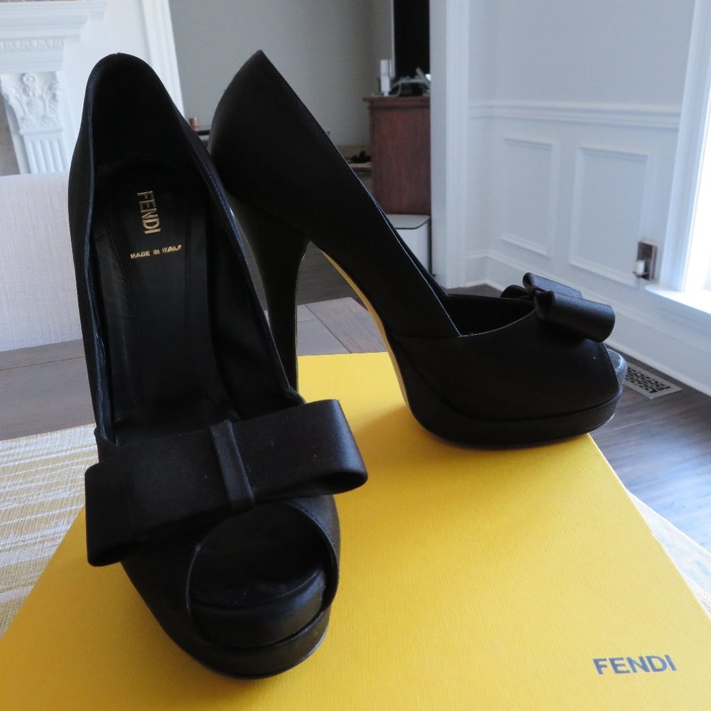 Authentic Fendi Peep Toe Platform Pumps